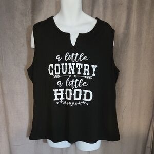 Black Sleeveless Graphic Tank Top Fits A 2x
